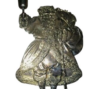 International Christmeas Silverplated Holiday Santa Candle Holder
